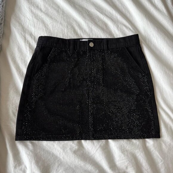 Frame Black Rhinestone Mini Skirt - Picture 4 of 6